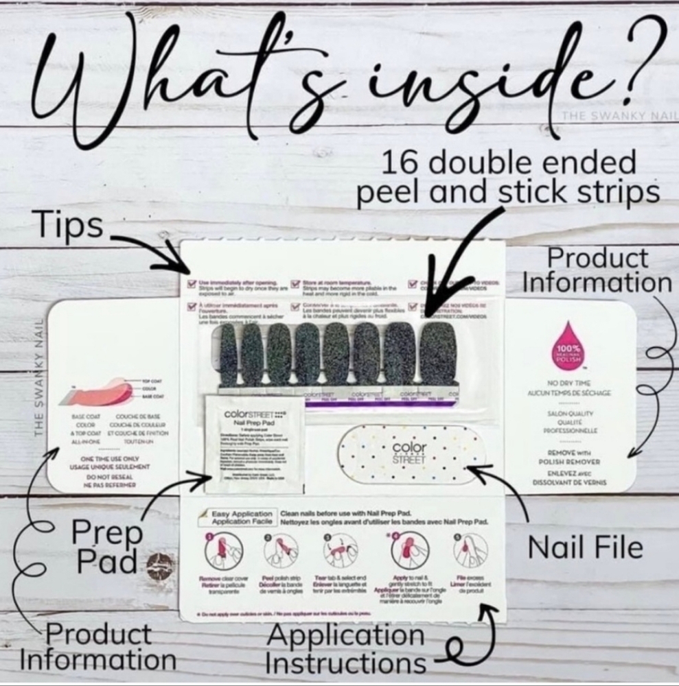 Color Street 100% Nail Polish Strips Hiss and Make Up Glitter Design - Picture 5 of 5